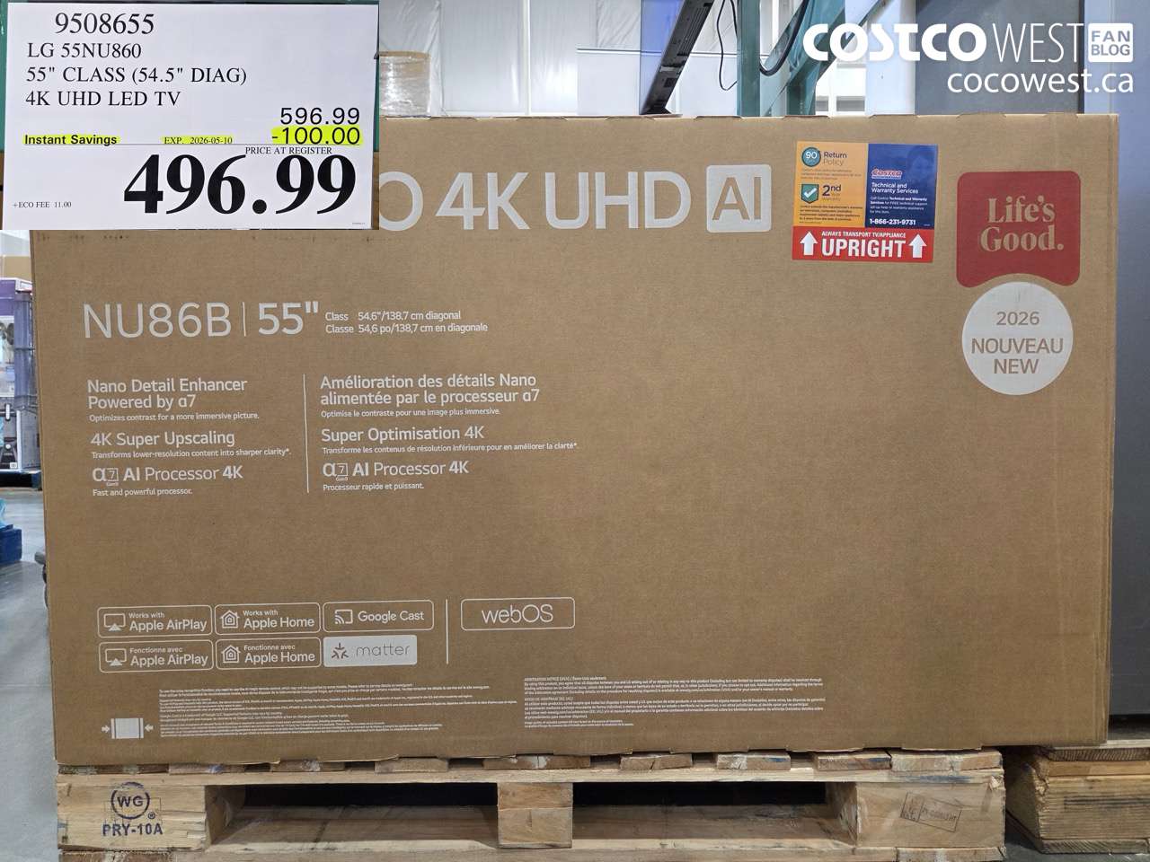 9508655 LG 55NU860 55 CLASS (54.5 DIAG) 4K UHD LED TV ($100.00 INSTANT SAVINGS EXPIRES ON 2026-05-10) $496.99