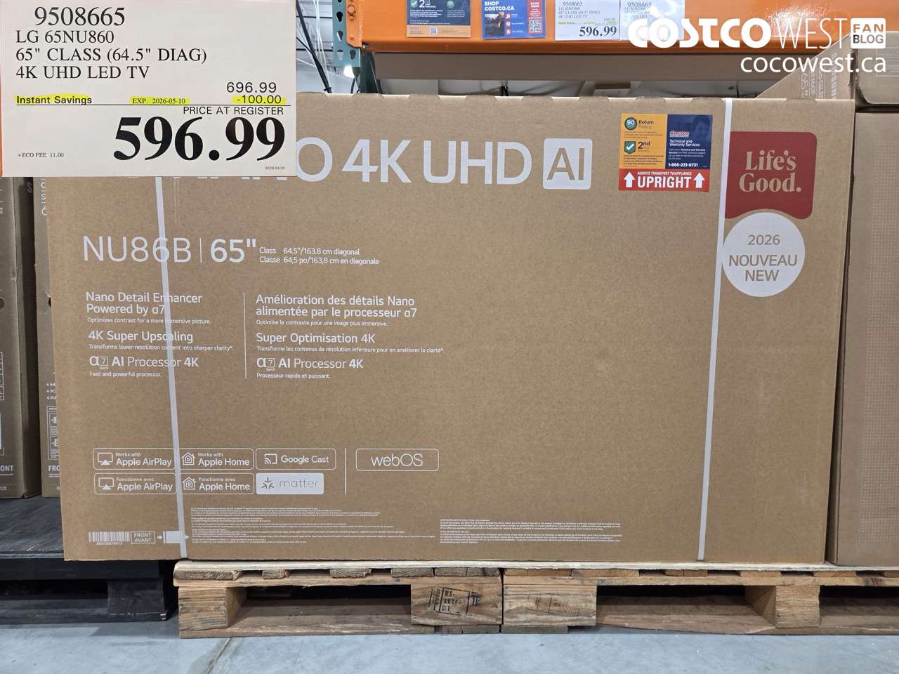 950865 LG 65NU860 65 CLASS 64.5 DIAG 4K UHD LED TV ($100.00 INSTANT SAVINGS EXPIRES ON 2026-05-10) $596.99