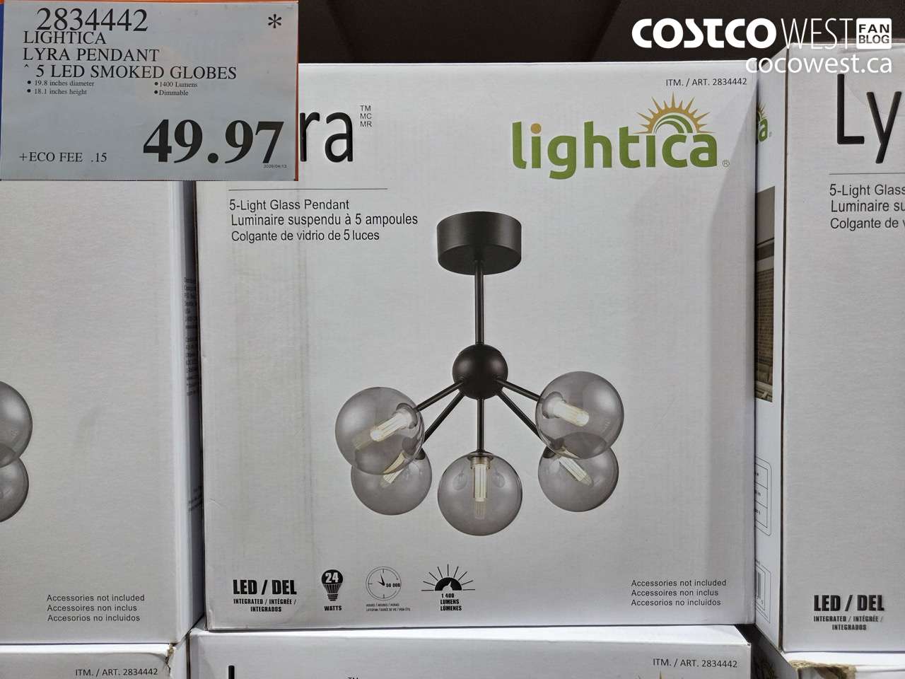 28344442 LIGHTICA LYRA PENDANT 5 LED SMOKED GLOBES $49.97