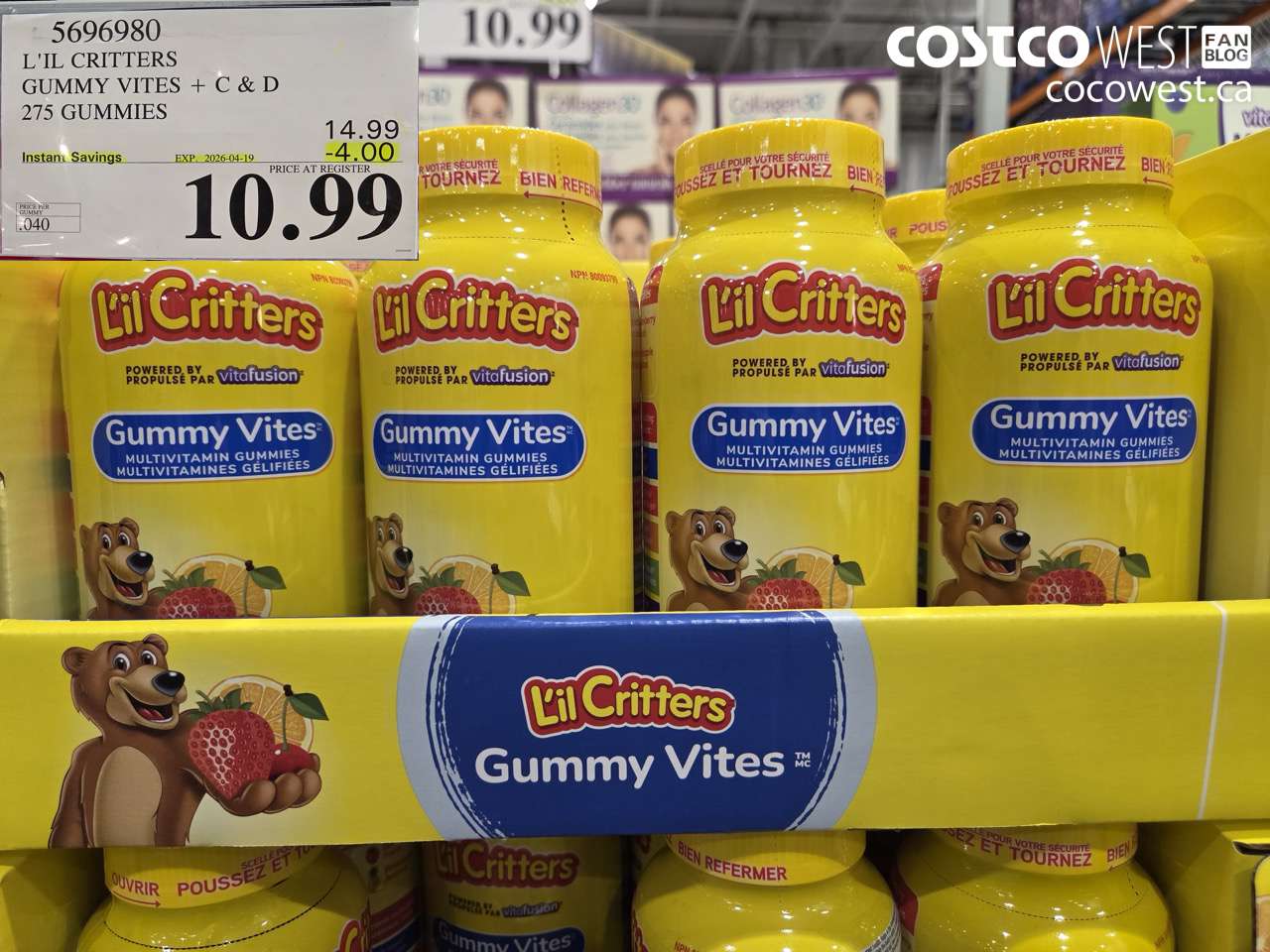 5696980 L'IL CRITTERS GUMMY VITES + C & D 275 GUMMIES ($4.00 INSTANT SAVINGS EXPIRES ON 2026-04-19) $10.99