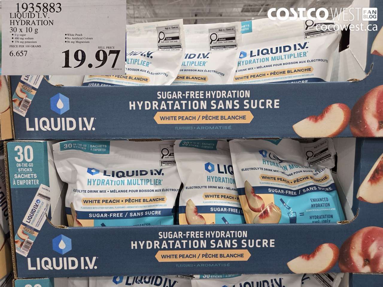 1935883 LIQUID I.V. HYDRATION 30 X 10 G $19.97