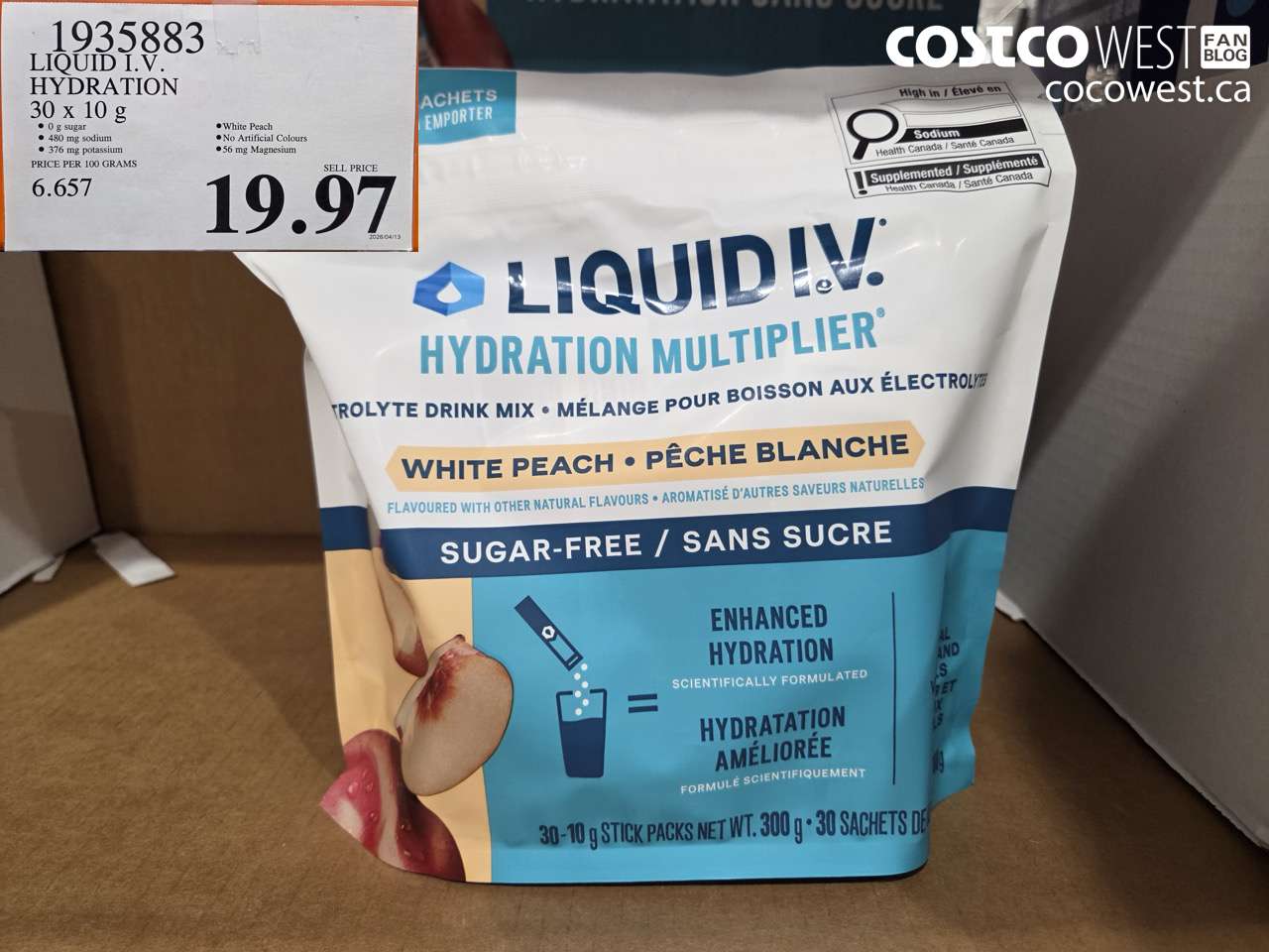 1935883 LIQUID I.V. HYDRATION 30 X 10 G $19.97