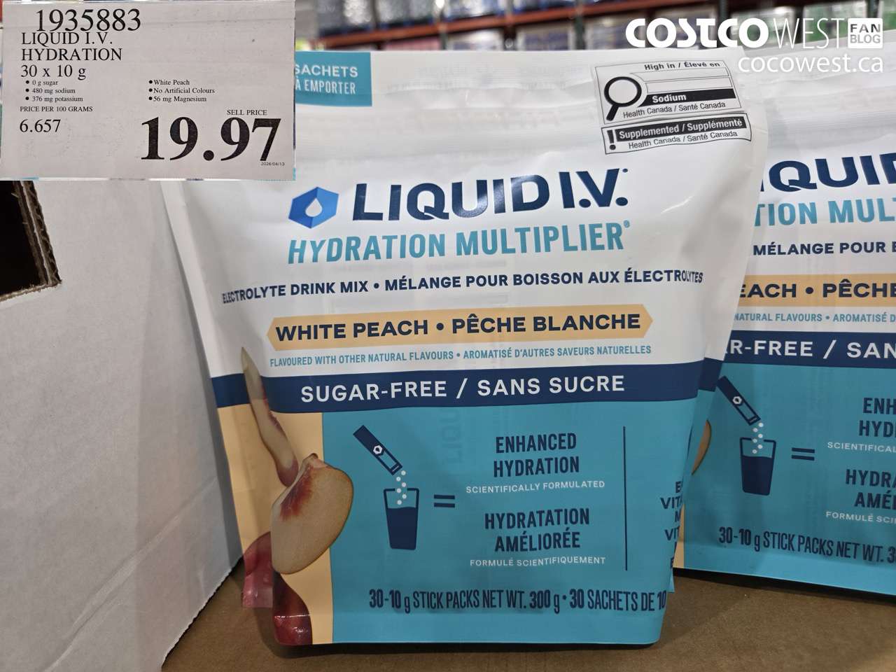 1935883 LIQUID I.V. HYDRATION 30 X 10 G $19.97