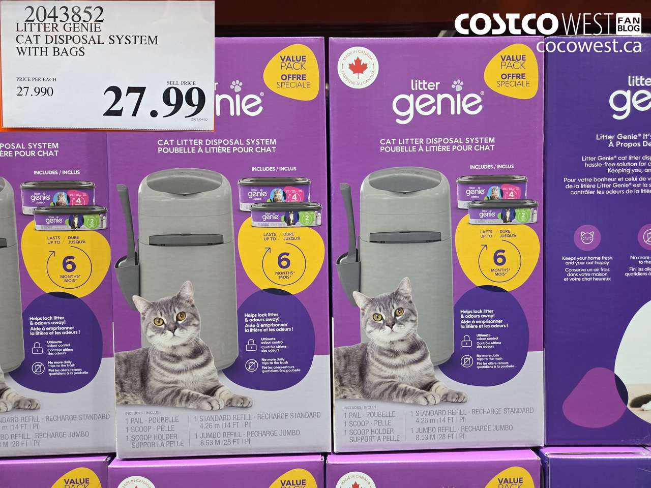 2043852 LITTER GENIE CAT DISPOSAL SYSTEM WITH BAGS $27.99