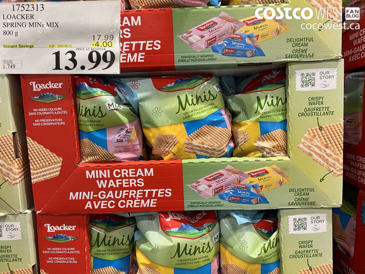 1752313 LOACKER SPRING MINI MIX 800G ($4.00 INSTANT SAVINGS EXPIRES ON 2026-04-12) $13.99