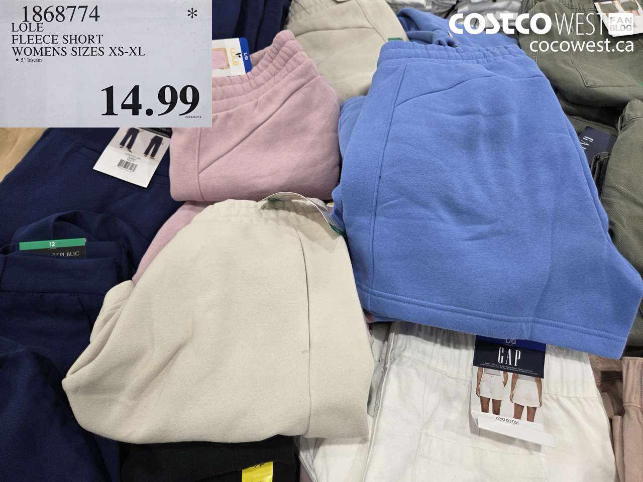 18687774 LOLE FLEECE SHORT WOMENS SIZES XS-XL $14.99