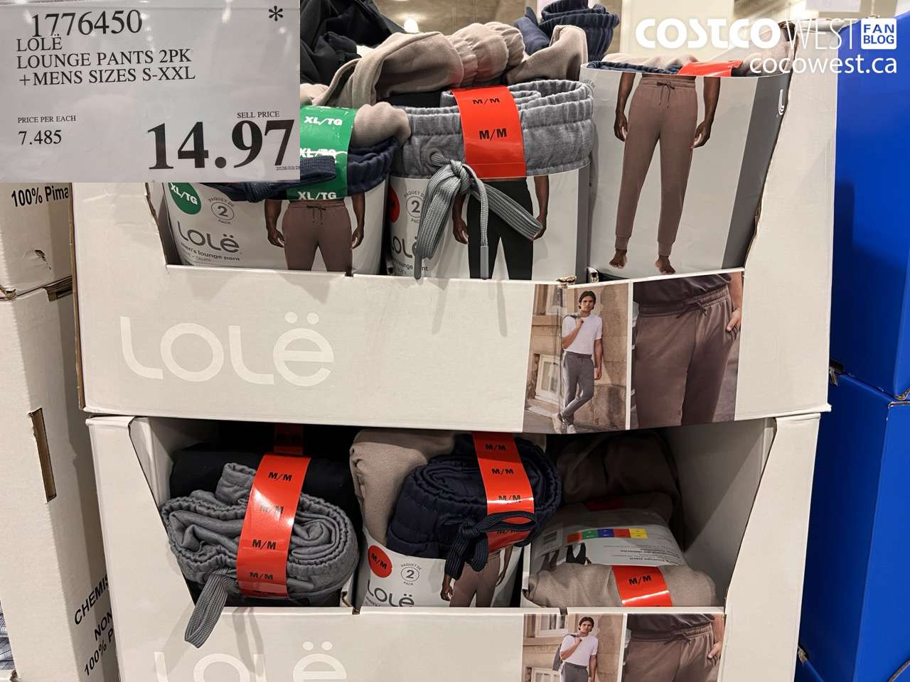 1776450 LOLE LOUNGE PANTS 2PK + MENS SIZES S-XXL $14.97