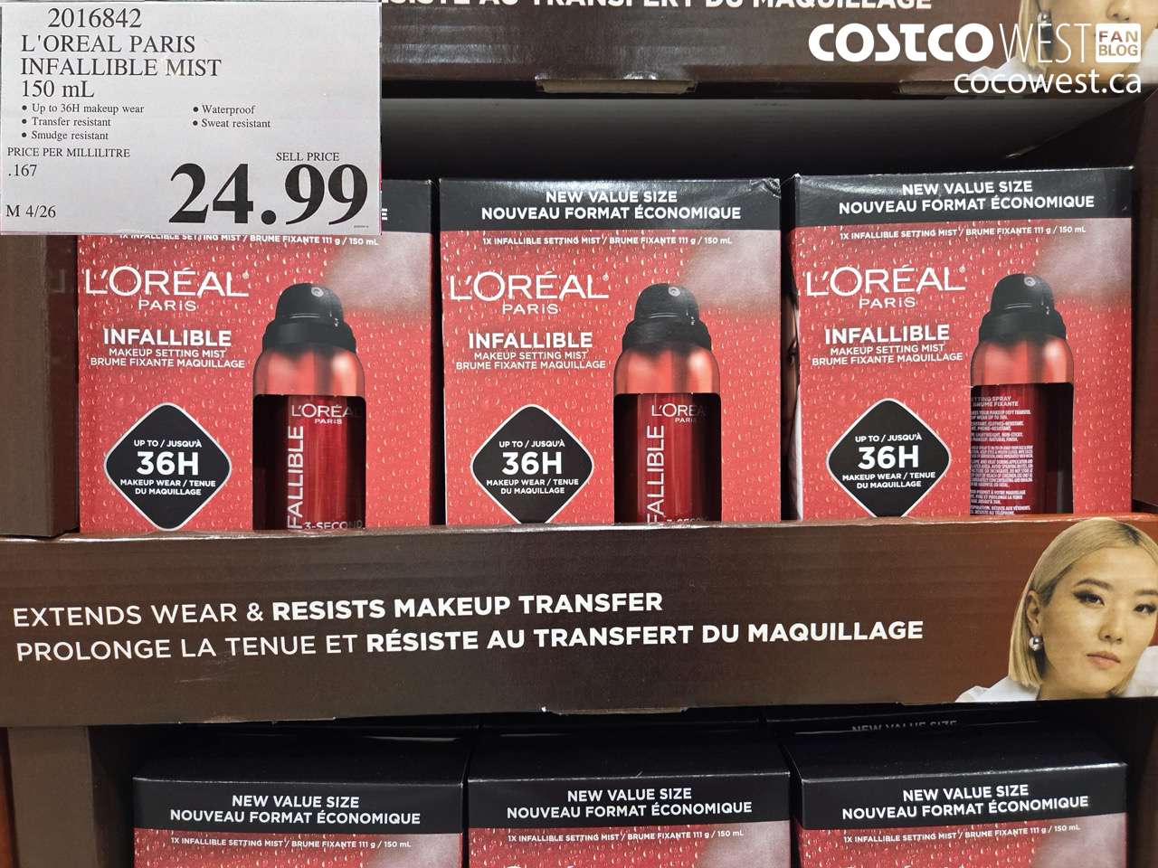 2016842 L'OREAL PARIS INFALLIBLE MIST 150 ML $24.99