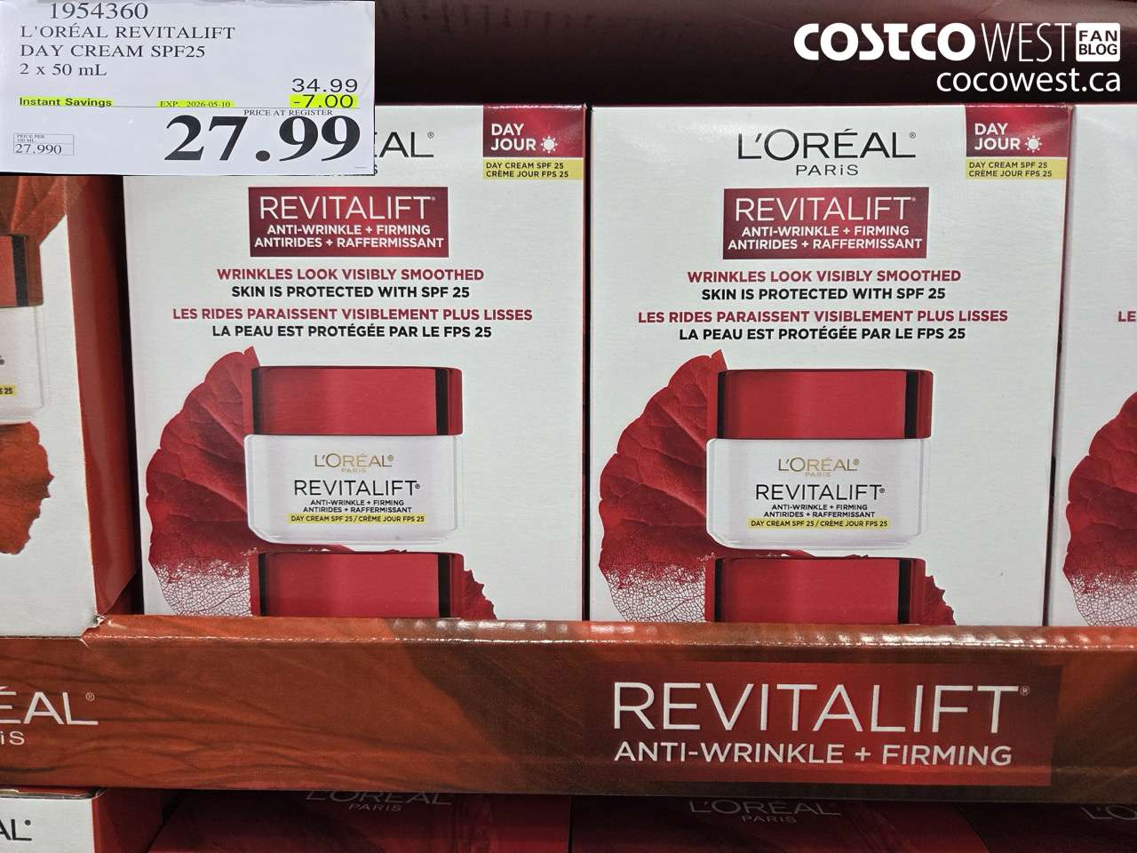 1954360 L'OREAL REVITALIFT DAY CREAM SPF25 2 X 50ML ($7.00 INSTANT SAVINGS EXPIRES ON 2026-05-10) $27.99