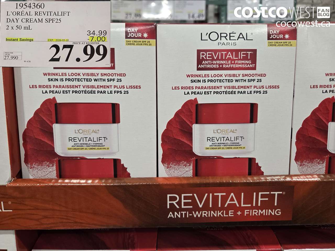 1954360 L'ORÉAL REVITALIFT DAY CREAM SPF25 2 X 50 ML ($7.00 INSTANT SAVINGS EXPIRES ON 2026-05-10) $27.99