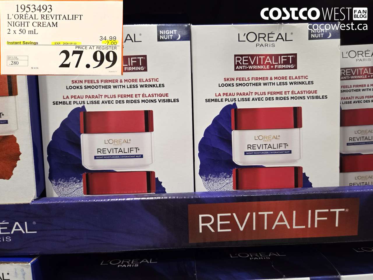 1953493 L'ORÉAL REVITALIFT NIGHT CREAM 2 X 50 ML ($7.00 INSTANT SAVINGS EXPIRES ON 2026-05-10) $27.99