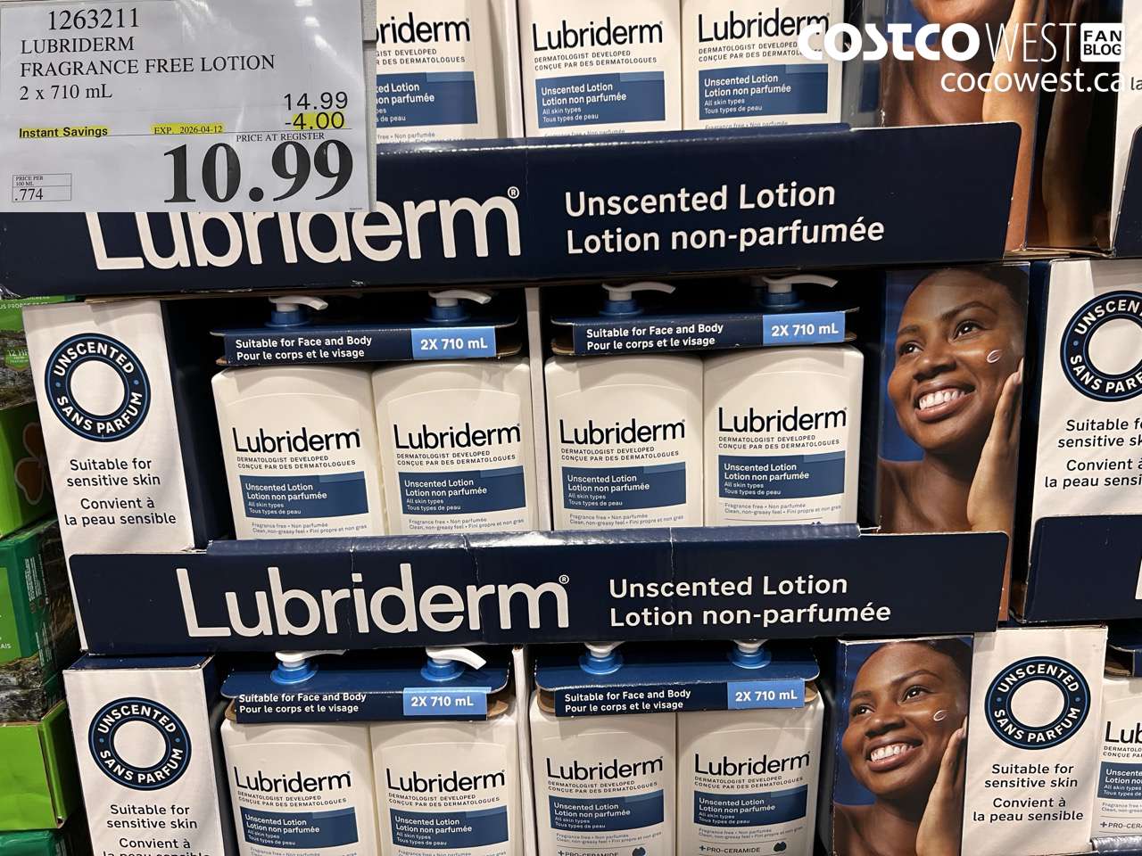 1263211 LUBRIDERM FRAGRANCE FREE LOTION 2 X 710 ML ($4.00 INSTANT SAVINGS EXPIRES ON 2026-04-12) $10.99