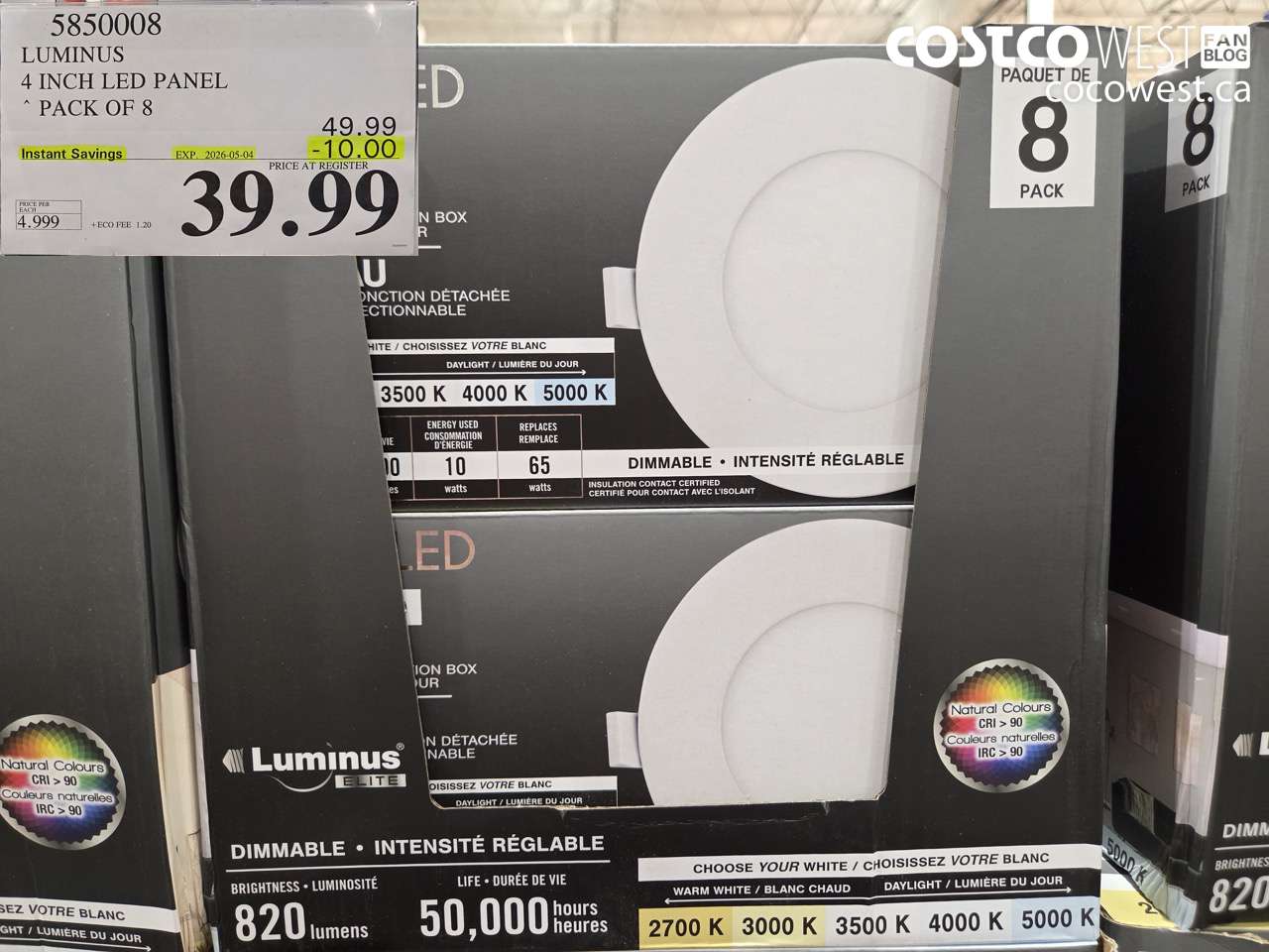 585008 LUMINUS 4 INCH LED PANEL PACK OF 8 ($10.00 INSTANT SAVINGS EXPIRES ON 2026-05-04) $39.99