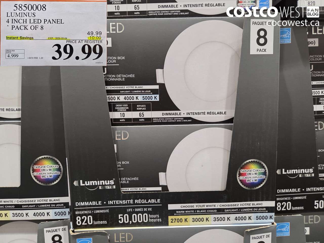 585008 LUMINUS 4 INCH LED PANEL PACK OF 8 ($10.00 INSTANT SAVINGS EXPIRES ON 2026-05-04) $39.99