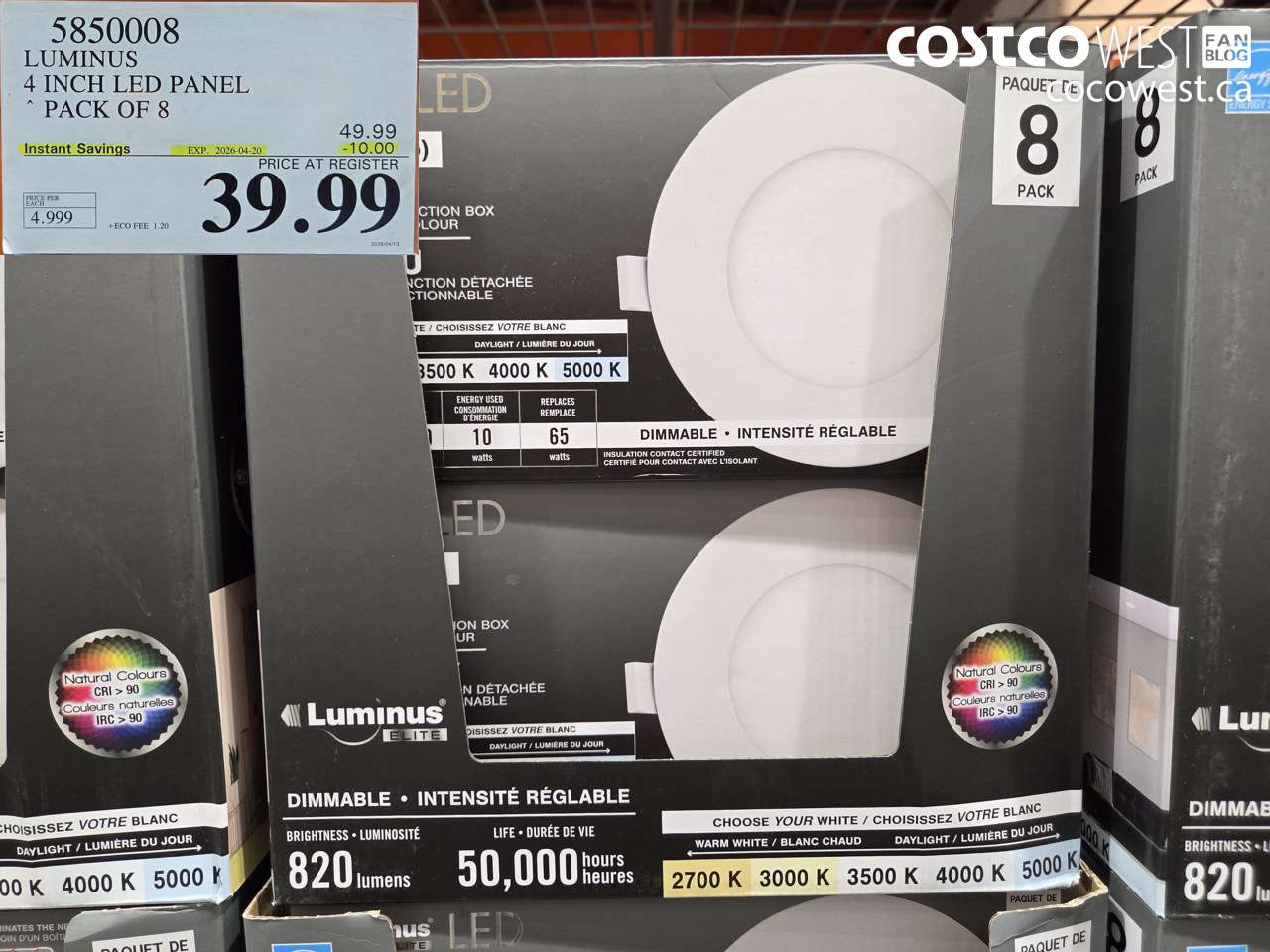 585008 LUMNUS 4 INCH LED PANEL PACK OF 8 ($10.00 INSTANT SAVINGS EXPIRES ON 2026-04-20) $39.99