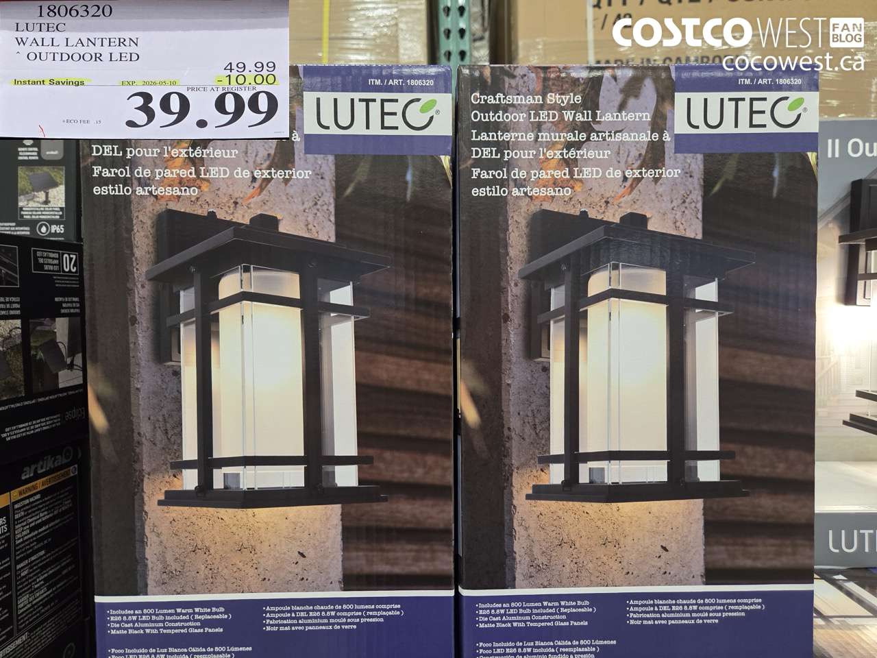 1806320 LUTEC WALL LANTERN OUTDOOR LED ($10.00 INSTANT SAVINGS EXPIRES ON 2026-05-10) $39.99