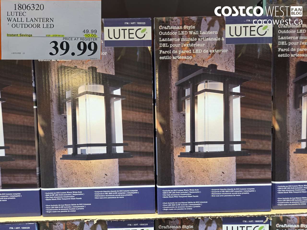 1806320 LUTEC WALL LANTERN OUTDOOR LED ($10.00 INSTANT SAVINGS EXPIRES ON 2026-05-10) $39.99