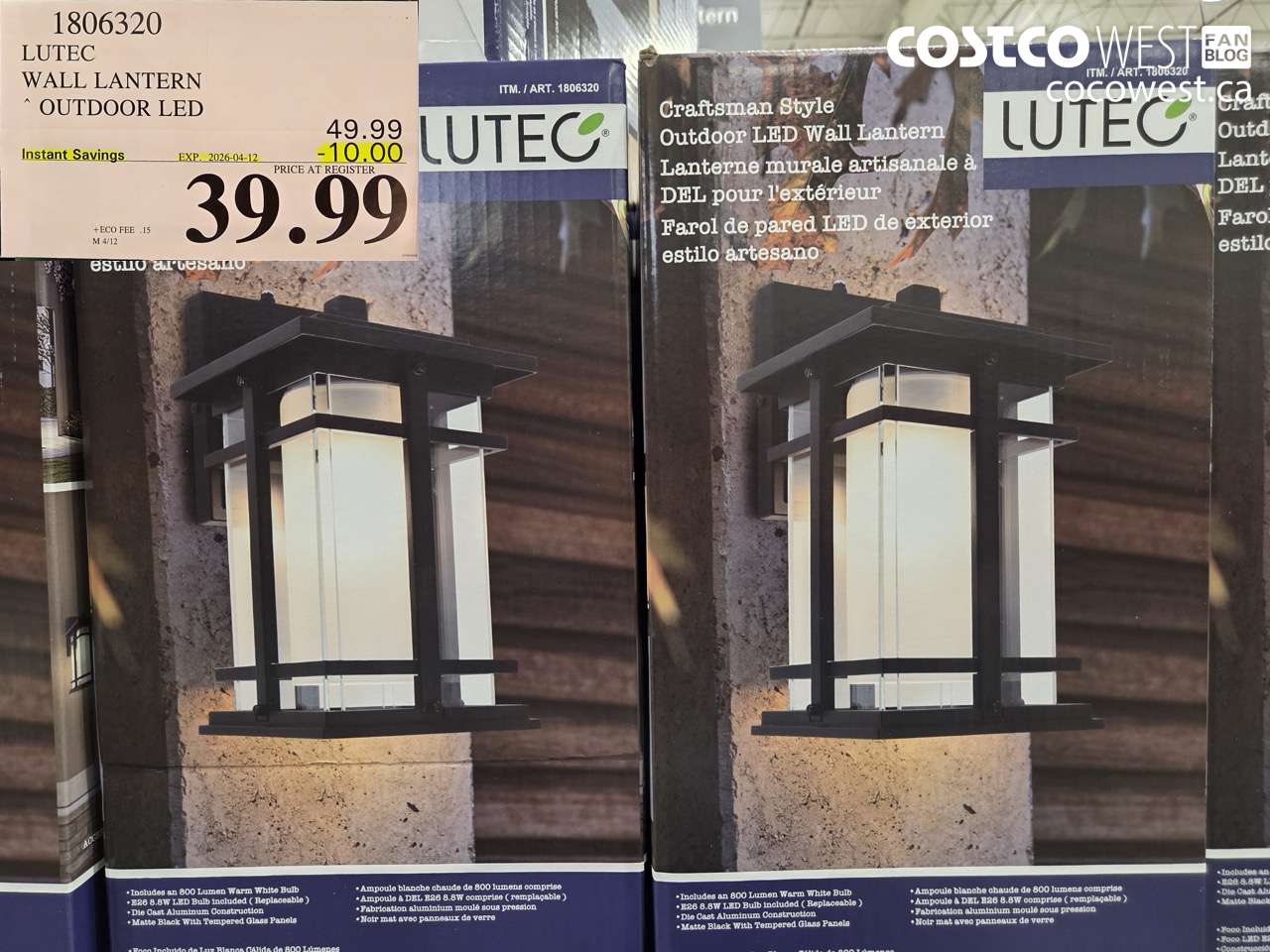 1806320 LUTEC WALL LANTERN ^ OUTDOOR LED ($10.00 INSTANT SAVINGS EXPIRES ON 2026-04-12) $39.99