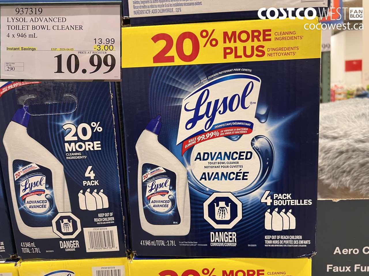 937319 LYSOL ADVANCED TOILET BOWL CLEANER 4 X 946 ML ($3.00 INSTANT SAVINGS EXPIRES ON 2026-04-05) $10.99