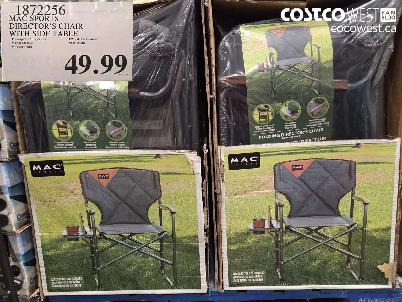 1872256 MAC SPORTS DIRECTOR'S CHAIR WITH SIDE TABLE $49.99