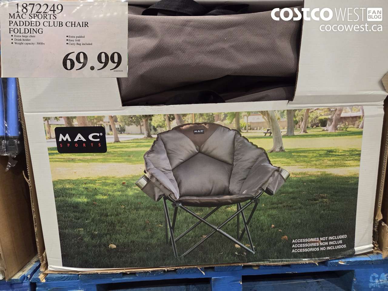 1872249 MAC SPORTS PADDED CLUB CHAIR FOLDING $69.99