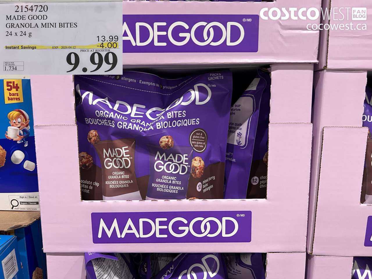 2154720 MADE GOOD GRANOLA MINI BITES 24 X 24 G ($4.00 INSTANT SAVINGS EXPIRES ON 2026-04-12) $9.99