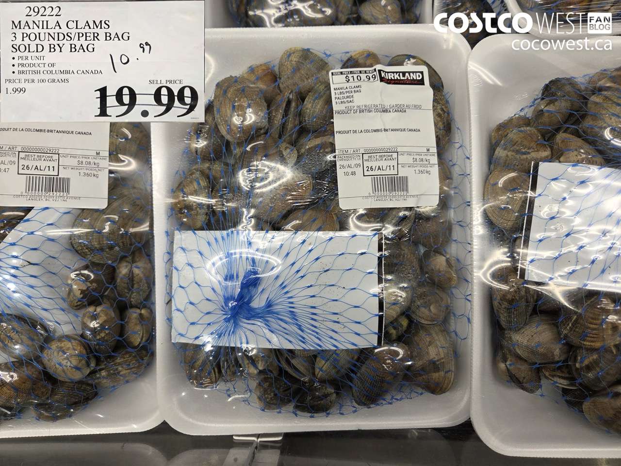 29222 MANILA CLAMS 3 POUNDS/PER BAG SOLD BY BAG $10.99