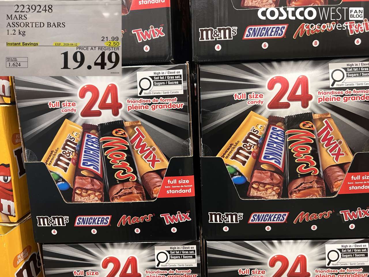 2239248 MARS ASSORTED BARS 1.2KG ($2.50 INSTANT SAVINGS EXPIRES ON 2026-04-12) $19.49