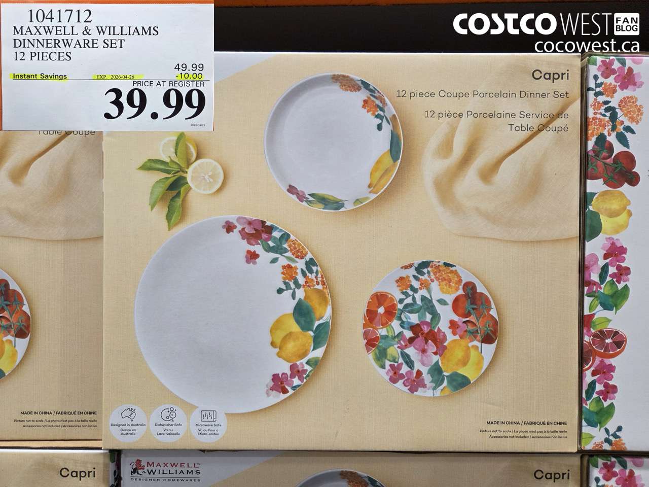 10417112 MAXWELL & WILLIAMS DINNERWARE SET 12 PIECES ($10.00 INSTANT SAVINGS EXPIRES ON 2026-04-26) $39.99