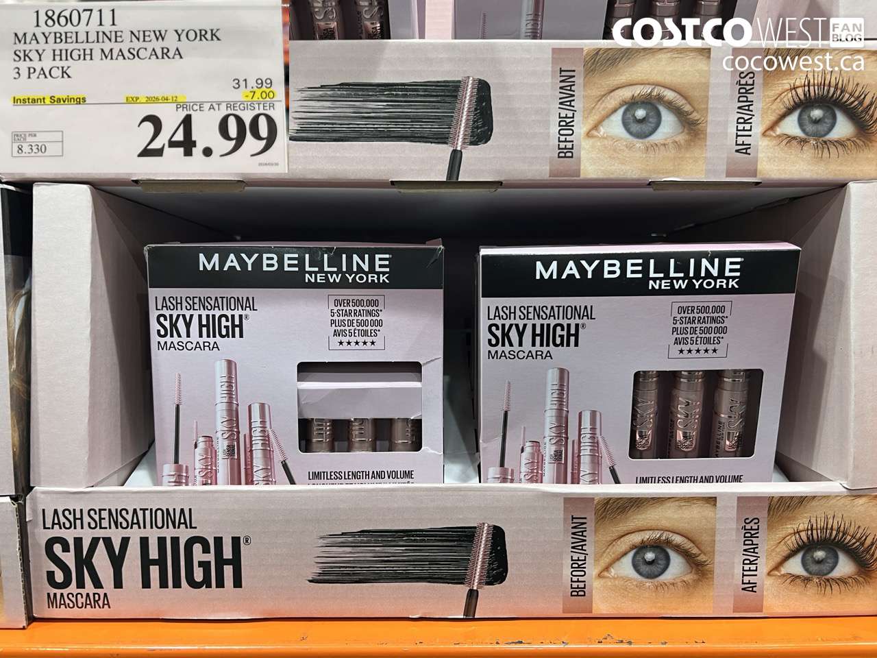 1860711 MAYBELLINE NEW YORK SKY HIGH MASCARA 3 PACK ($7.00 INSTANT SAVINGS EXPIRES ON 2026-04-12) $24.99