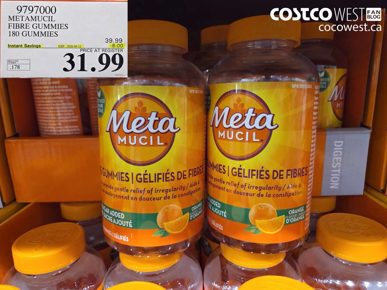 9707000 METAMUCIL FIBRE GUMMIES 180 GUMMIES ($8.00 INSTANT SAVINGS EXPIRES ON 2026-04-12) $31.99