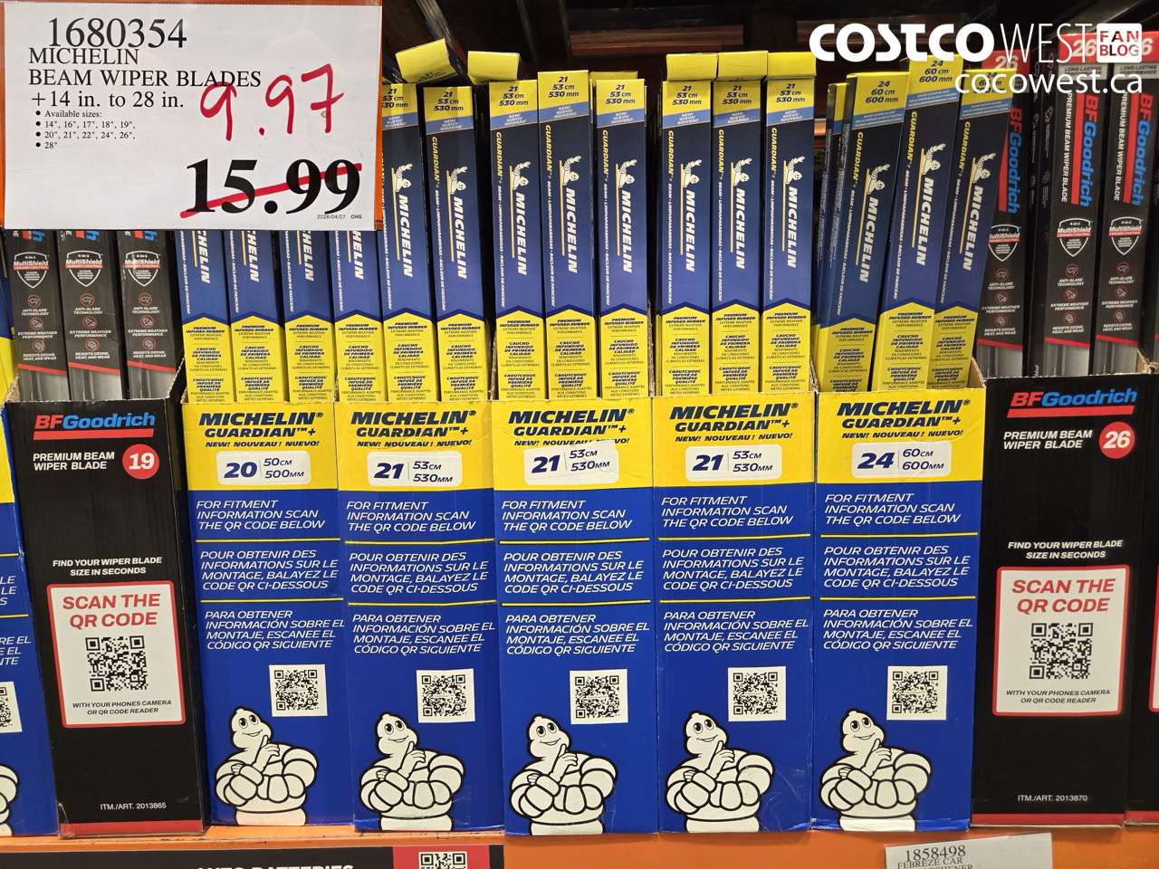 1680354 MICHELIN BEAM WIPER BLADES +14 IN. TO 28 IN. $9.97