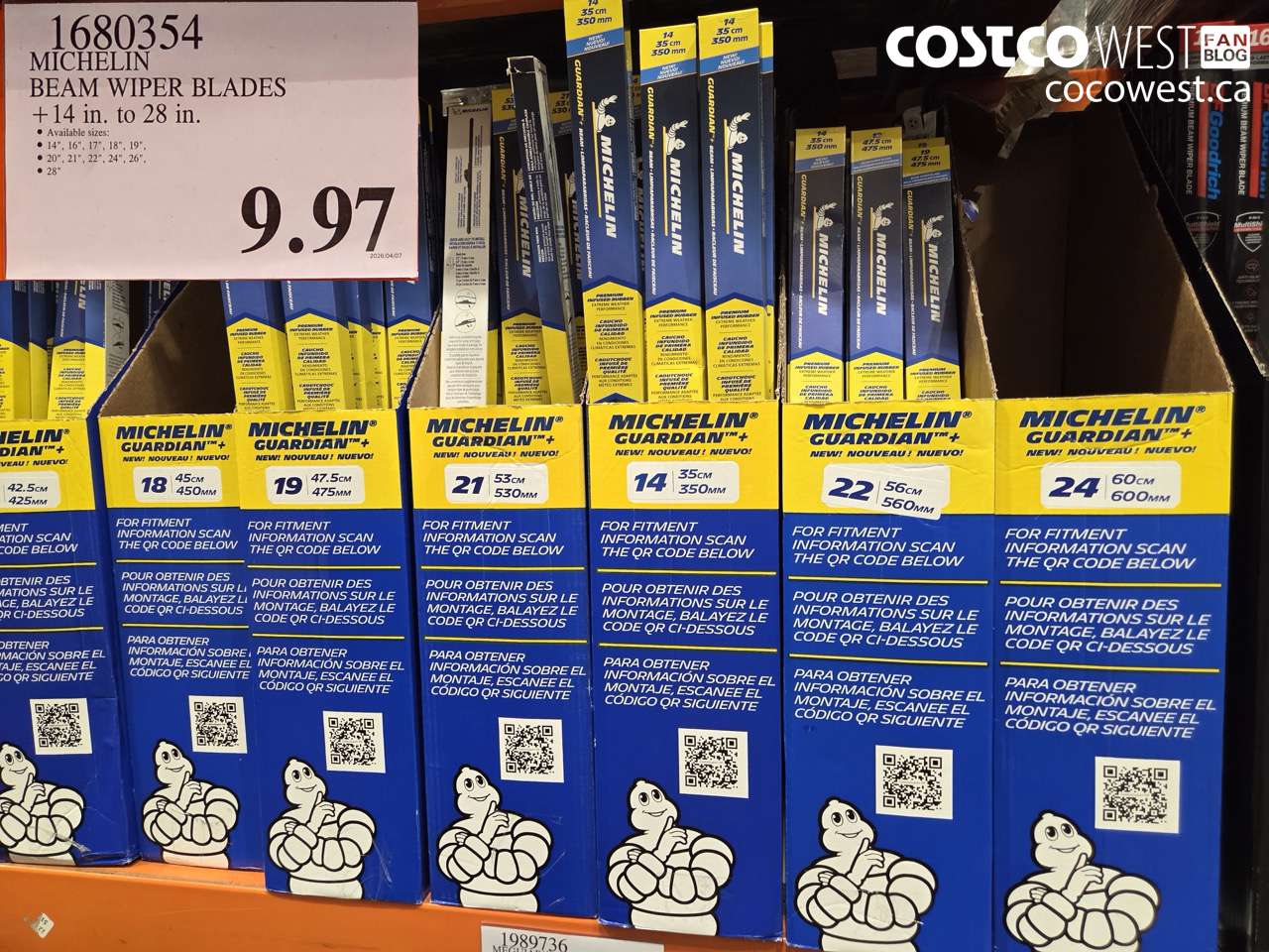 1680354 MICHELIN BEAM WIPER BLADES +14 IN. TO 28 IN. $9.97