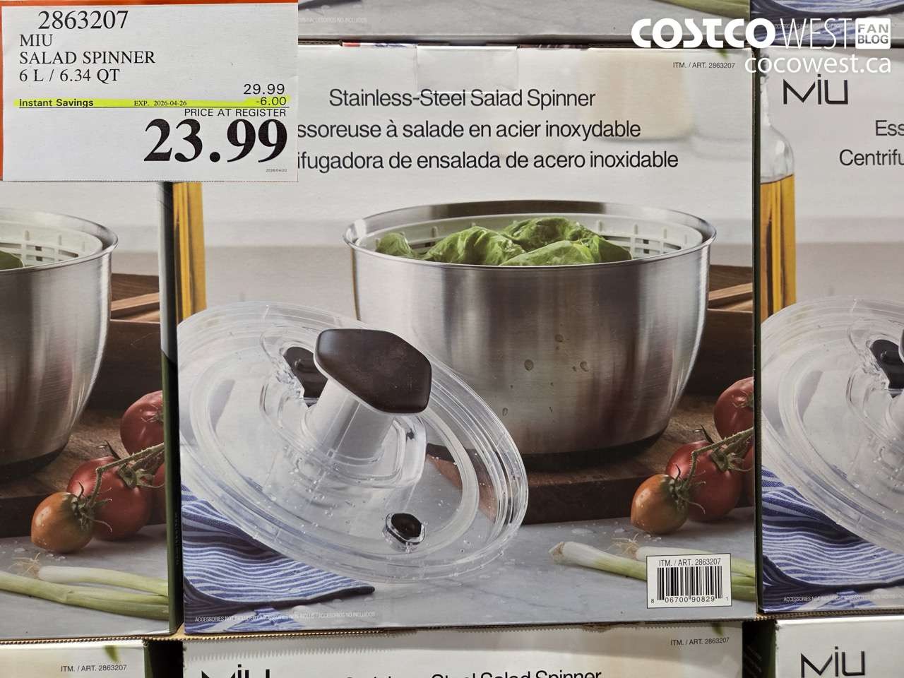 2863207 MIU SALAD SPINNER 6 L / 6.34 QT ($6.00 INSTANT SAVINGS EXPIRES ON 2026-04-26) $23.99