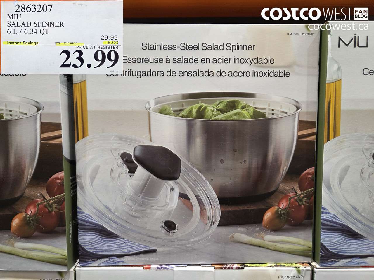 2863207 MIU SALAD SPINNER 6 L / 6.34 QT ($6.00 INSTANT SAVINGS EXPIRES ON 2026-04-26) $23.99