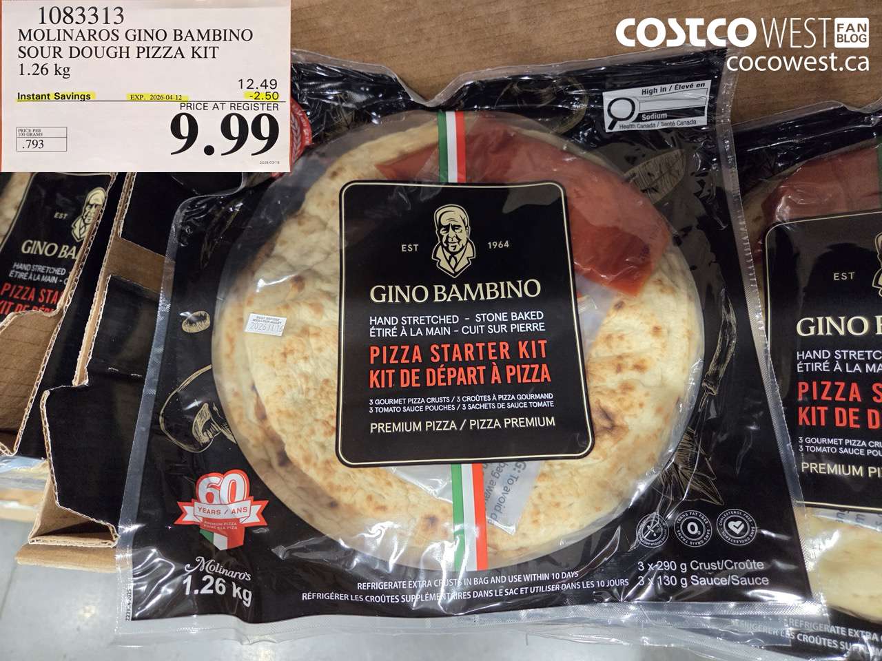 1083313 MOLINAROS GINO BAMBINO SOUR DOUGH PIZZA KIT 1.26 KG ($2.50 INSTANT SAVINGS EXPIRES ON 2026-04-12) $9.99