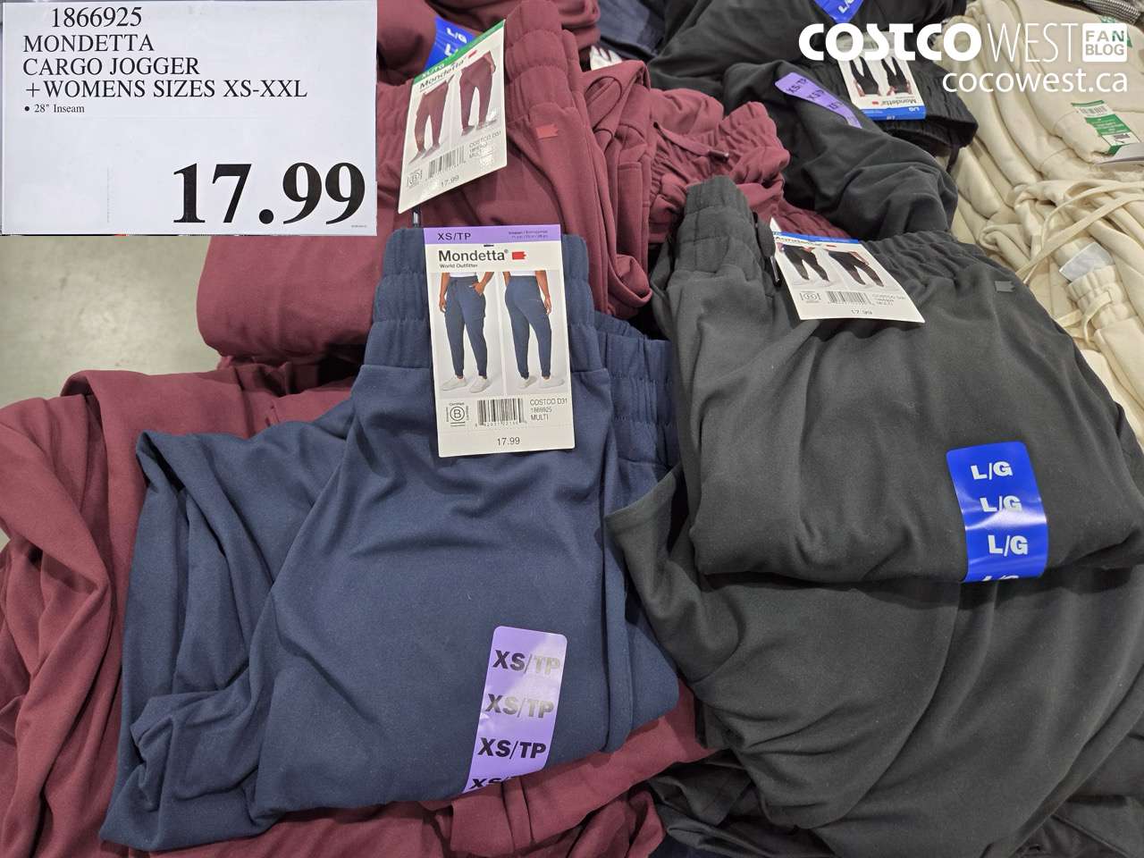 1866925 MONDETTA CARGO JOGGER + WOMENS SIZES XS-XXL $17.99