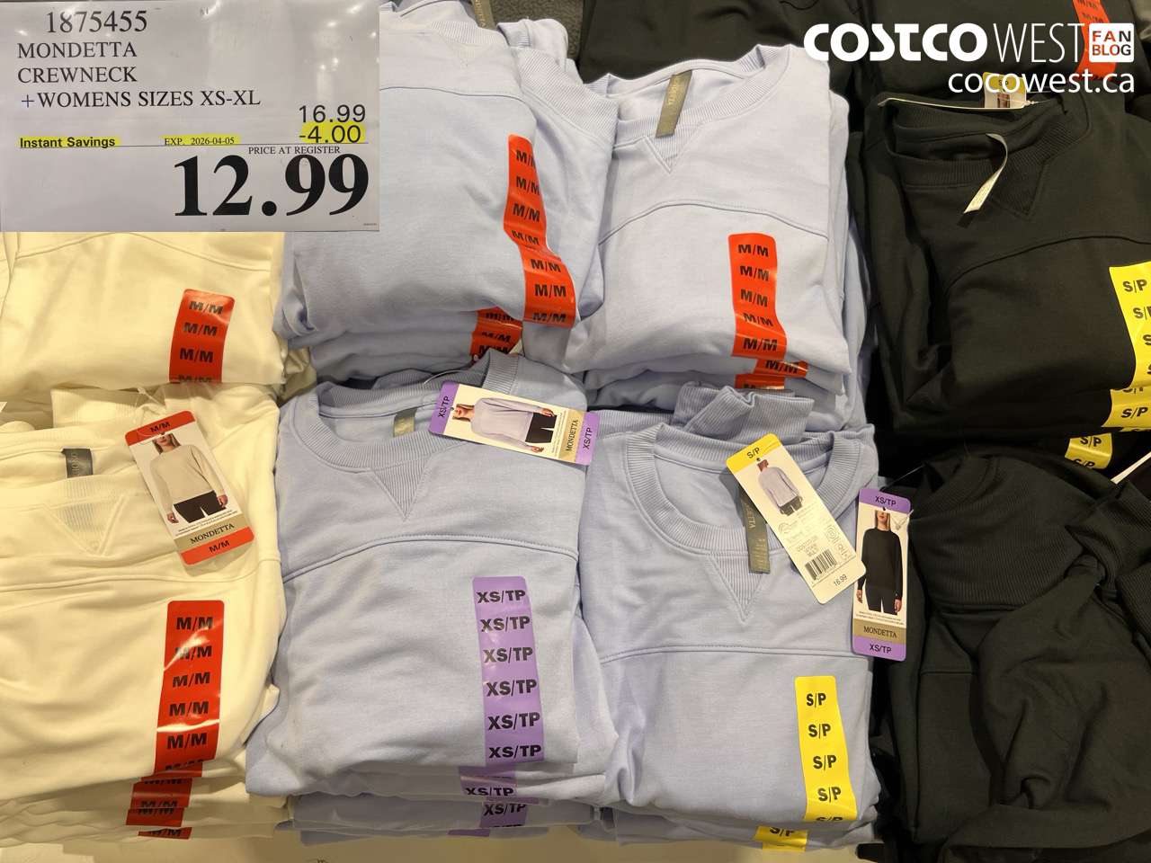 1875455 MONDETTA CREWNECK WOMENS SIZES XS-XL ($4.00 INSTANT SAVINGS EXPIRES ON 2026-04-05) $12.99