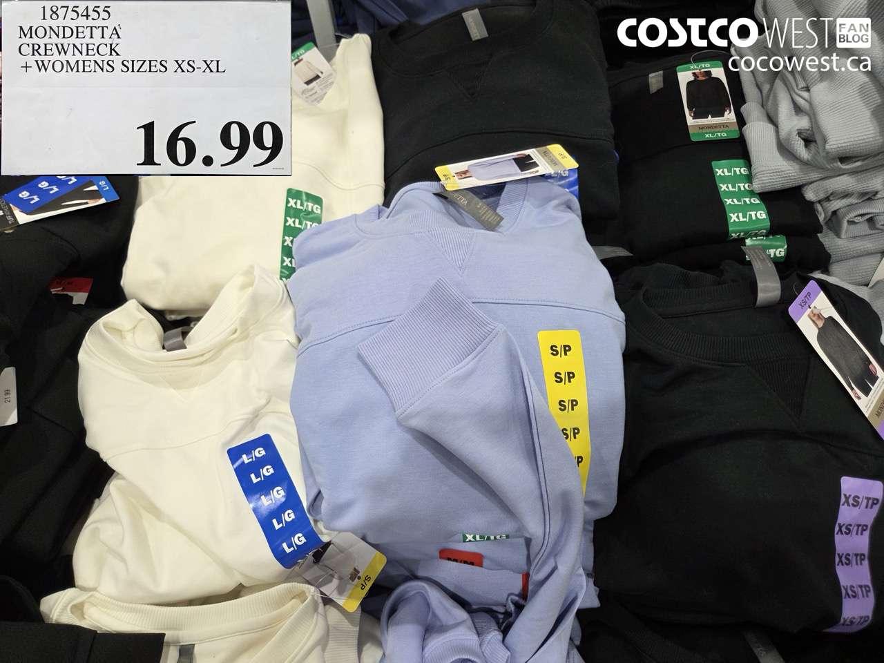 1875455 MONDETTA CREWNECK + WOMENS SIZES XS-XL $16.99