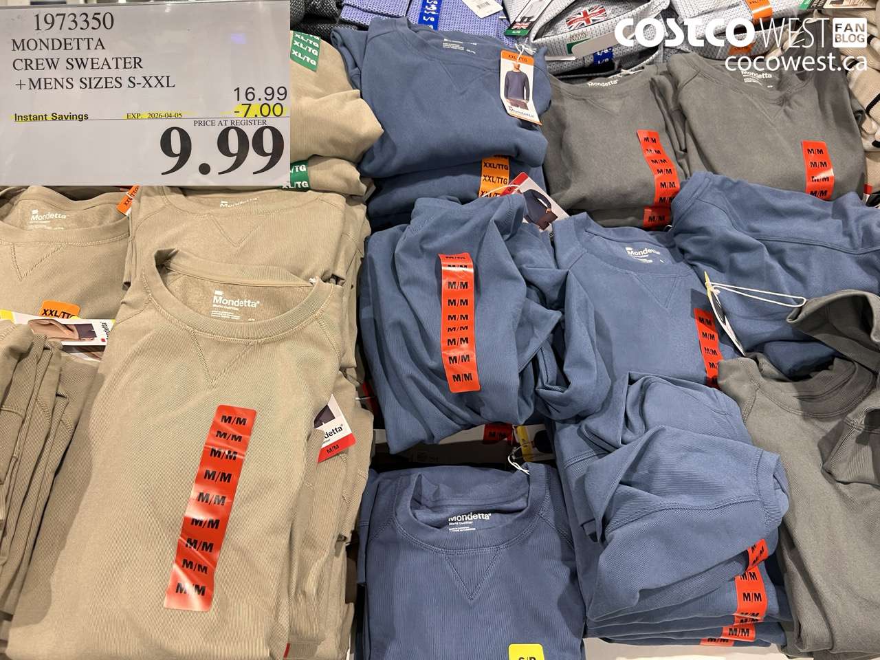 1973350 MONDETTA CREW SWEATER + MENS SIZES S-XXL ($7.00 INSTANT SAVINGS EXPIRES ON 2026-04-05) $9.99