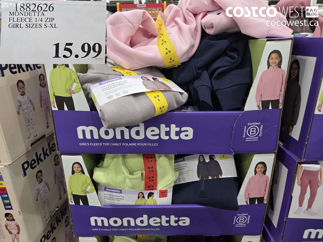 1882626 MONDETTA FLEECE 1/4 ZIP GIRL SIZES S-XL $15.99