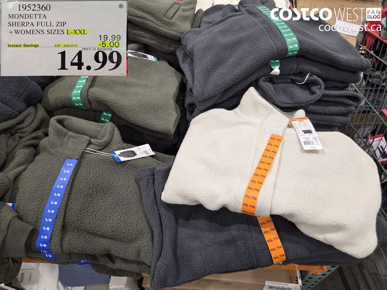 1952360 MONDETTA SHERPA FULL ZIP + WOMENS SIZES L-XXL ($5.00 INSTANT SAVINGS EXPIRES ON 2026-05-03) $14.99