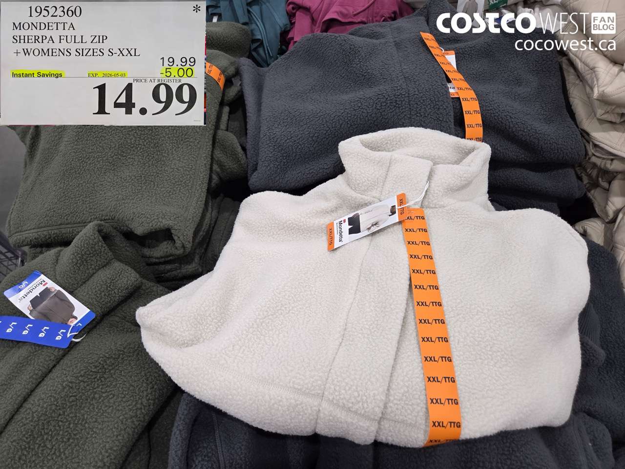 1952360 MONDETTA SHERPA FULL ZIP + WOMENS SIZES S-XXL ($5.00 INSTANT SAVINGS EXPIRES ON 2026-05-03) $14.99