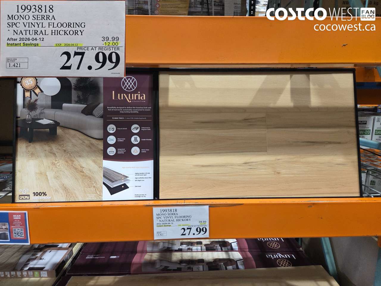 19938118 MONO SERRA SPC VINYL FLOORING NATURAL HICKORY ($12.00 INSTANT SAVINGS EXPIRES ON 2026-04-12) $27.99