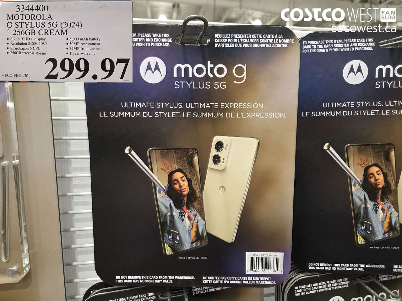 3344400 MOTOROLA G STYLUS 5G (2024) 256GB CREAM $299.99