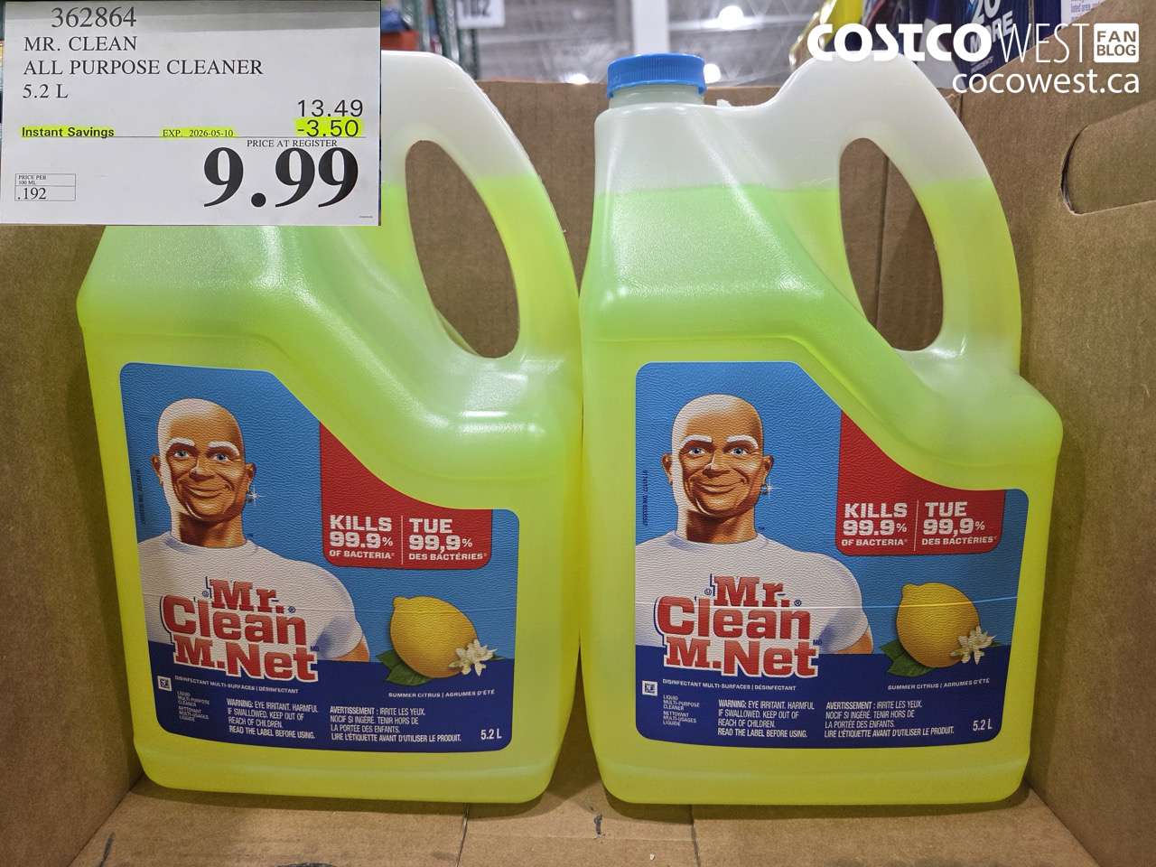 362864 MR. CLEAN ALL PURPOSE CLEANER 5.2L ($3.50 INSTANT SAVINGS EXPIRES ON 2026-05-10) $9.99