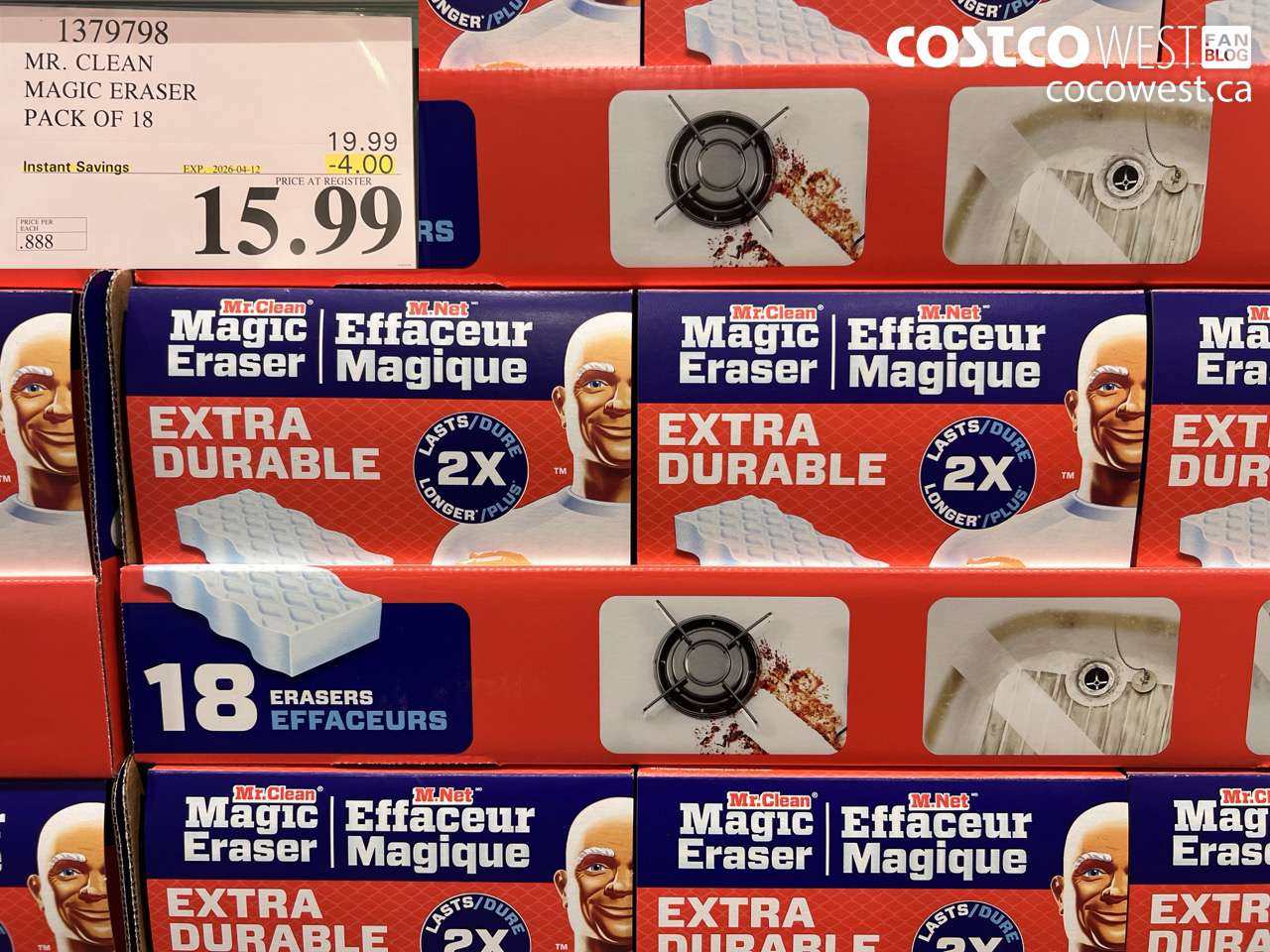 1379798 MR. CLEAN MAGIC ERASER PACK OF 18 ($4.00 INSTANT SAVINGS EXPIRES ON 2026-04-12) $15.99