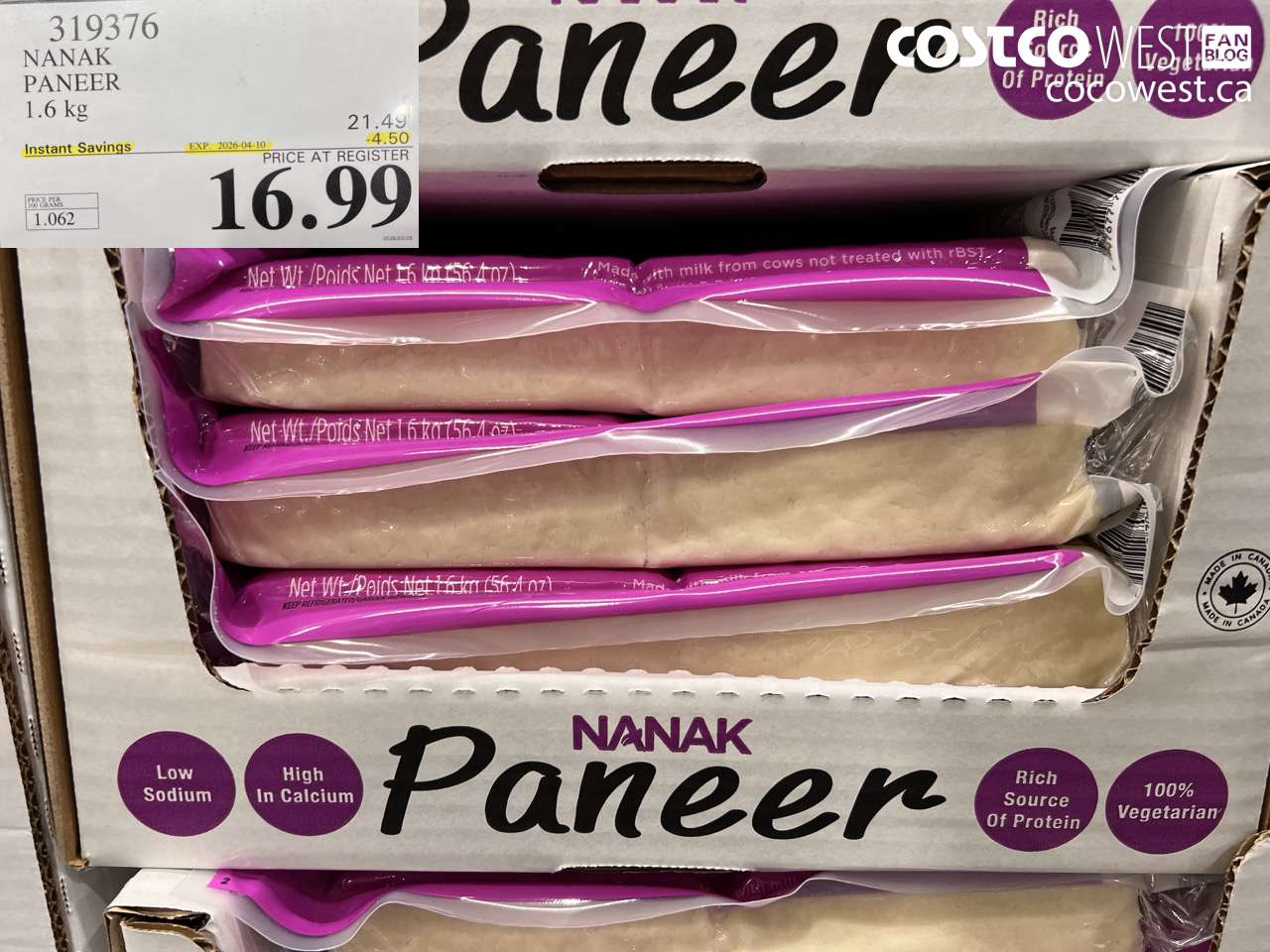 319376 NANAK PANEER 1.6KG ($4.50 INSTANT SAVINGS EXPIRES ON 2026-04-10) $16.99