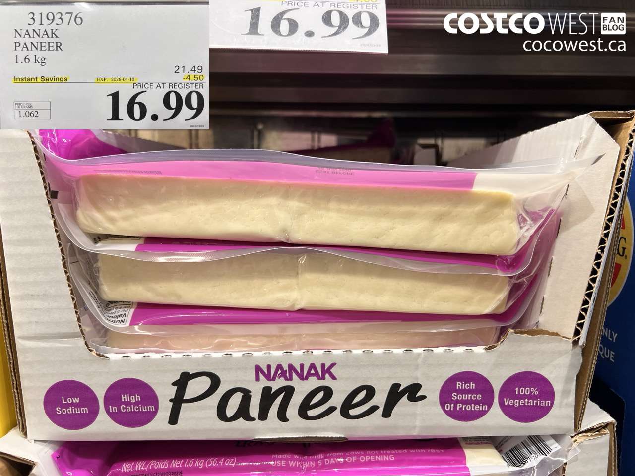 319376 NANAK PANEER 1.6 KG ($4.50 INSTANT SAVINGS EXPIRES ON 2026-04-10) $16.99
