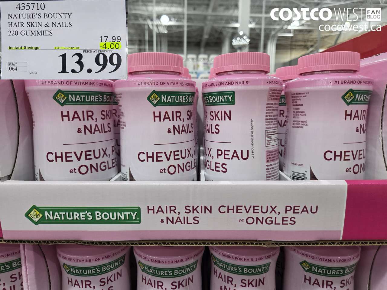 435710 NATURE'S BOUNTY HAIR SKIN & NAILS 220 GUMMIES ($4.00 INSTANT SAVINGS EXPIRES ON 2026-05-10) $13.99